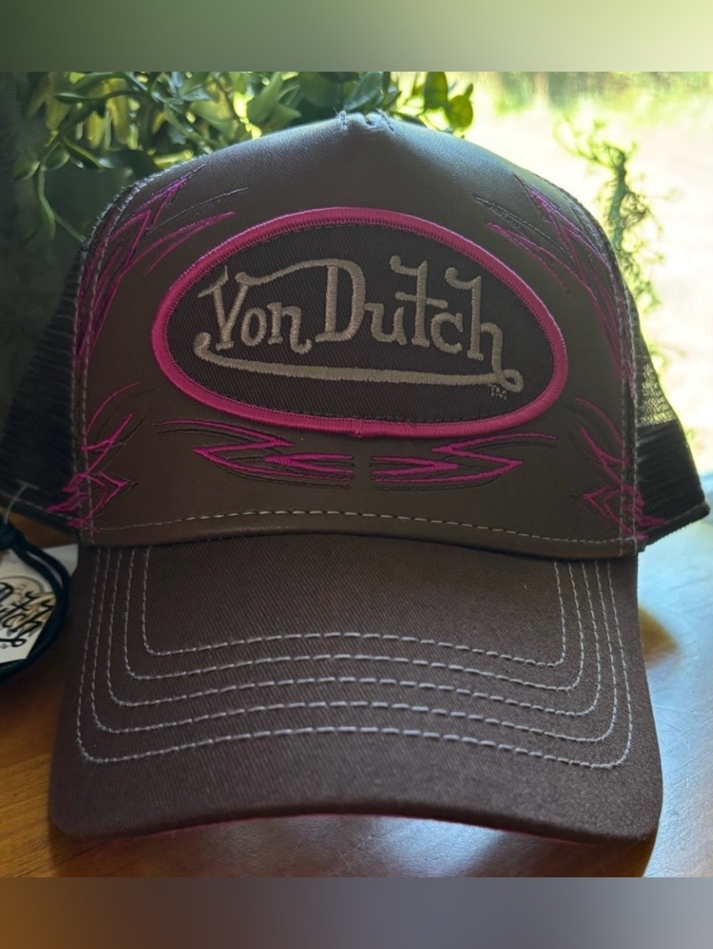 NWT Von Dutch Brown & Pink Trucker Hat | Y2K Western Retro Mesh Cap